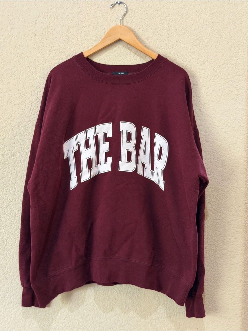 The Bar Maroon Crewneck Sweatshirt with White Chest Logo